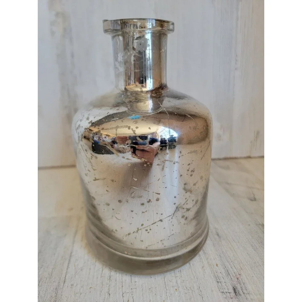 Halloween‎ decorative silver skull poison bottle rustic glass home decor